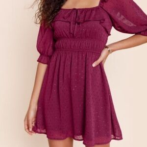 Row A NWT maroon Swiss dot mini dress size large